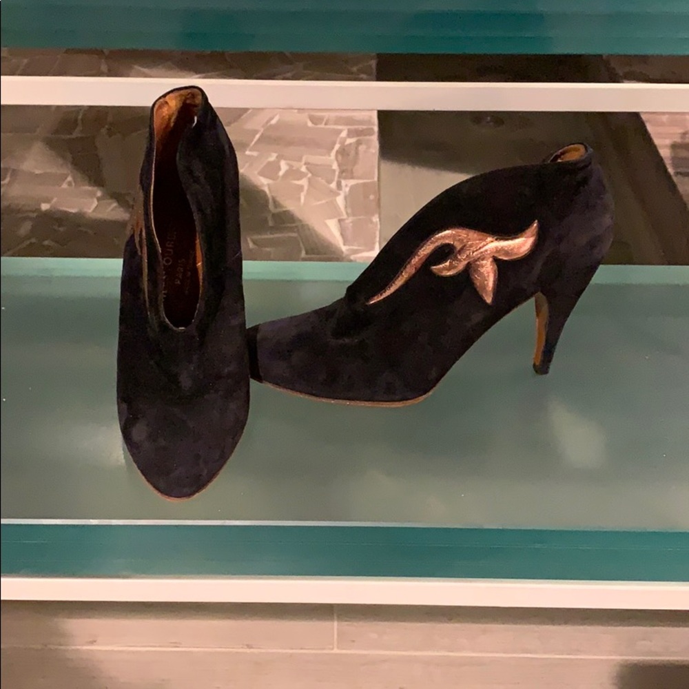 Charles Jourdan Black Suede Booties (vintage)